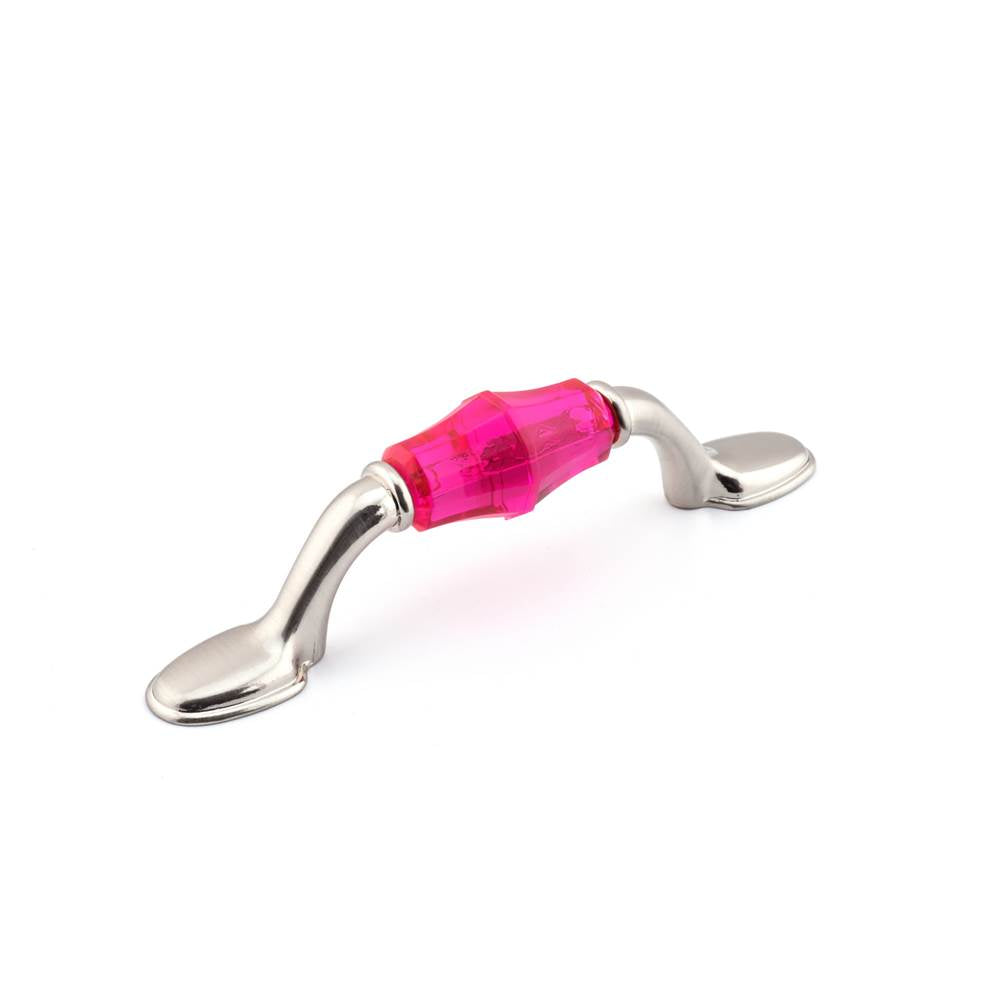 Richelieu America - Eclectic Acrylic and Metal Pull - 1106 - Brushed Nickel,Fuchsia