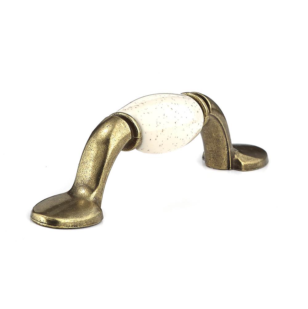 Richelieu America - Traditional Metal and Ceramic Pull - 3802BB - Oatmeal,Burnished Brass