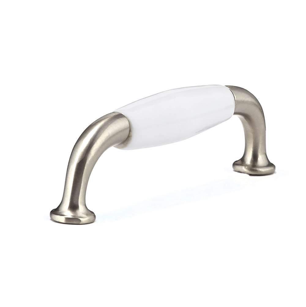 Richelieu America - Traditional Ceramic and Metal Pull - 9700 - White,Brushed Nickel