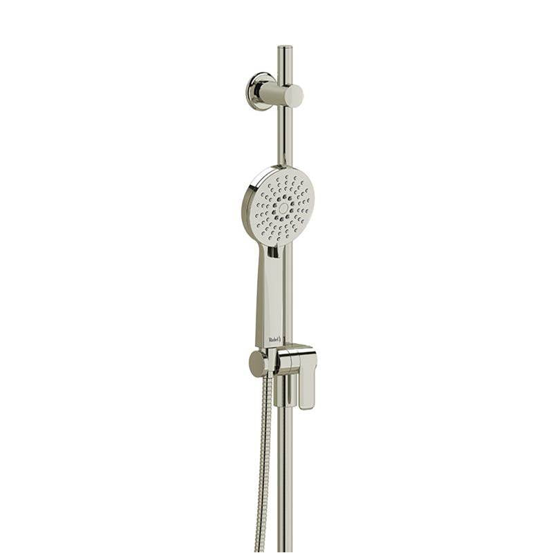 Riobel - Handshower Set With 35'' Slide Bar and 3-Function Handshower - Polished Nickel