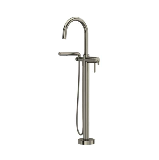 Riobel - AuthenticaE Thermostatic Single Hole Floor Mount Tub Filler Trim - Brushed Nickel
