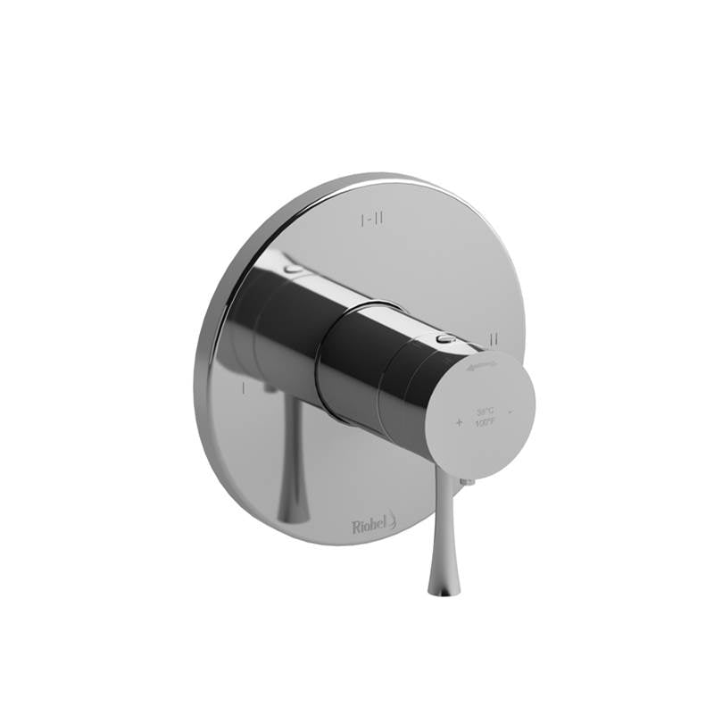 Riobel - Edge 1/2'' Therm & Pressure Balance Trim With 3 Functions - Chrome