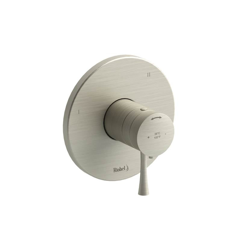 Riobel - Edge 1/2'' Therm & Pressure Balance Trim With 5 Functions - Brushed Nickel