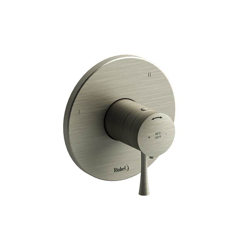 Riobel - Edge 1/2'' Therm & Pressure Balance Trim With 3 Functions - Brushed Nickel