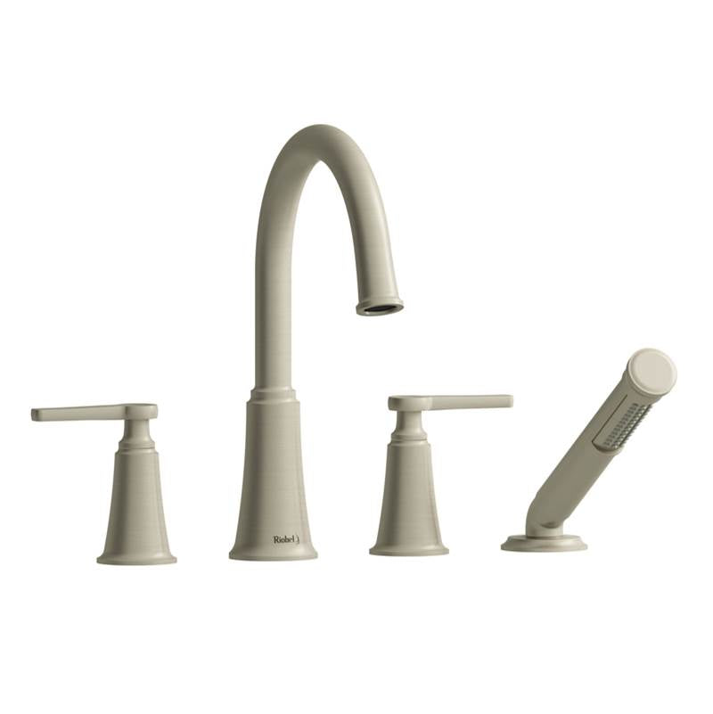 Riobel - MomentiE 4-Hole Deck Mount Tub Filler With C-Spout - Brushed Nickel