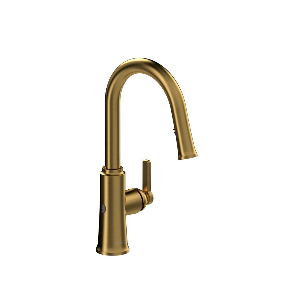Riobel - TrattoriaE Pull-Down Touchless Kitchen Faucet With C-Spout - Brushed Gold