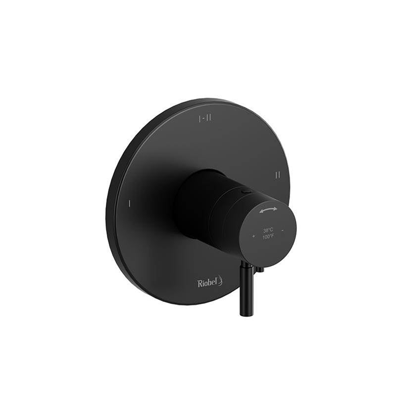 Riobel - RiuE 1/2'' Therm & Pressure Balance Trim With 3 Functions - Black