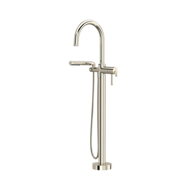 Riobel - AuthenticaE Thermostatic Single Hole Floor Mount Tub Filler Trim - Polished Nickel