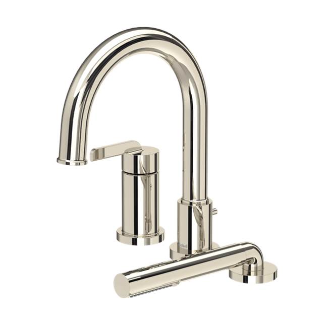 Riobel - AuthenticaE 3-Hole Pressure Balance Deck Mount Tub Filler Trim - Polished Nickel
