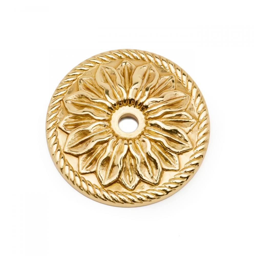 RK International - Flower Knob Backplate - Polished Brass