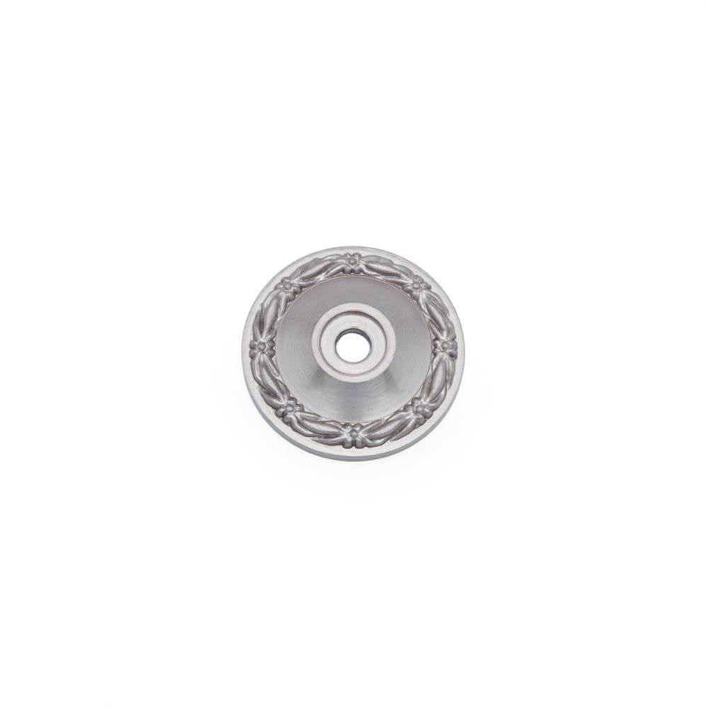 RK International - Flat Deco-Leaf Knob Backplate - Satin Nickel