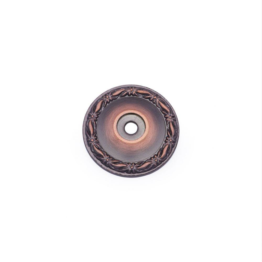 RK International - Flat Deco-Leaf Knob Backplate - Distressed Copper