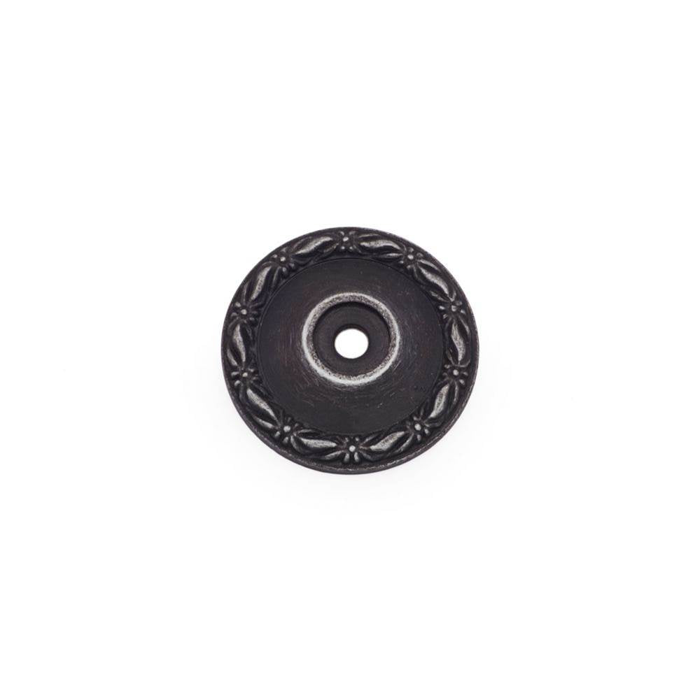 RK International - Flat Deco-Leaf Knob Backplate - Distressed Nickel