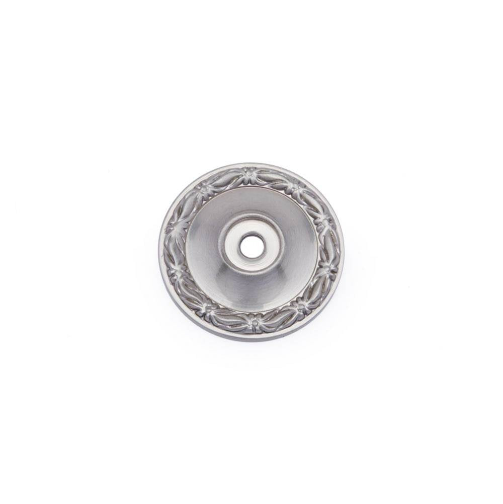 RK International - Flat Deco-Leaf Knob Backplate - Satin Nickel