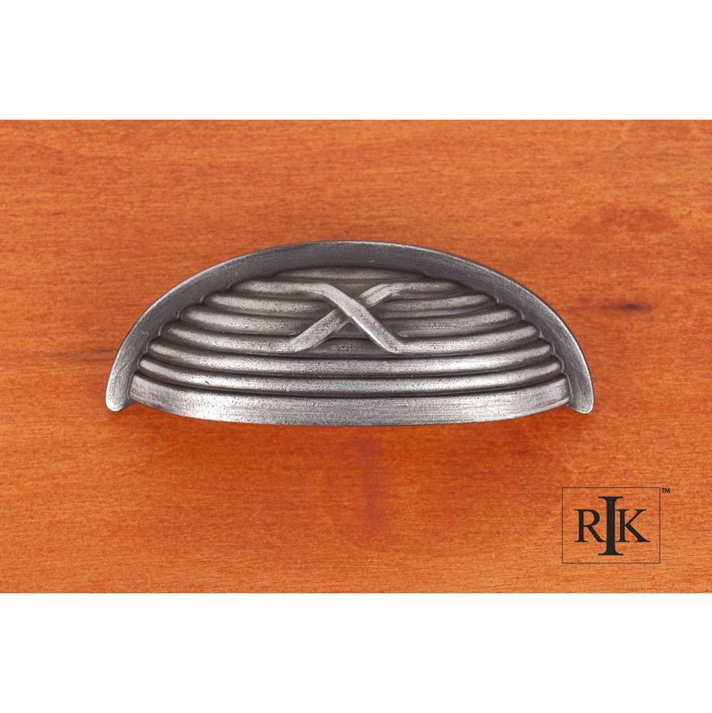 RK International - Lines and Single Cross Rounded Cup Pull - Distressed Nickel