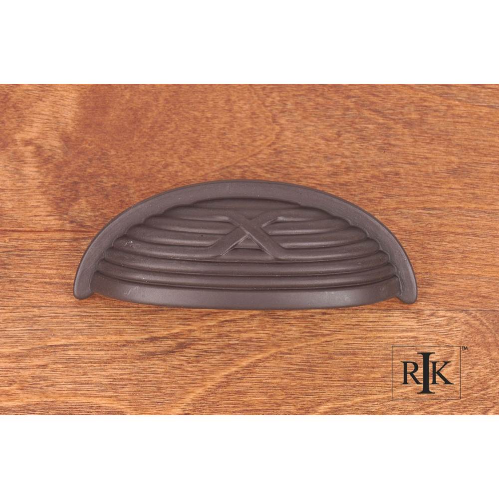 RK International - Lines and Single Cross Rounded Cup Pull - Oil Rubbed Bronze