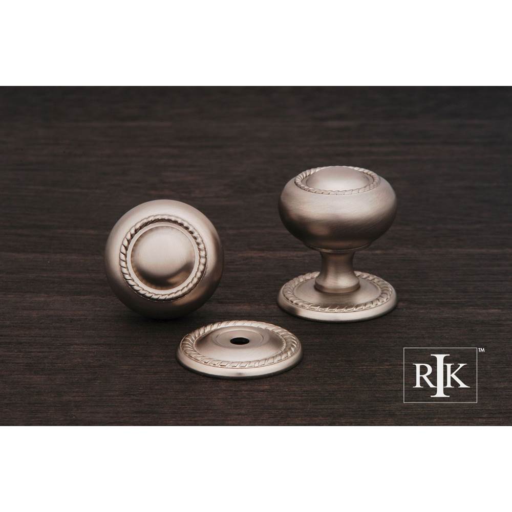 RK International - Small Rope Knob with Detachable Back Plate - Satin Nickel