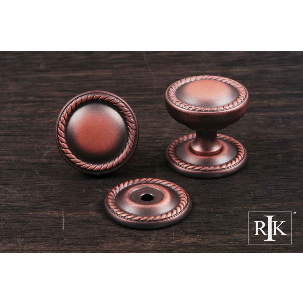 RK International - Flat Rope Knob with Detachable Back Plate - Distressed Copper