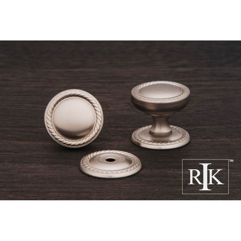 RK International - Flat Rope Knob with Detachable Back Plate - Satin Nickel