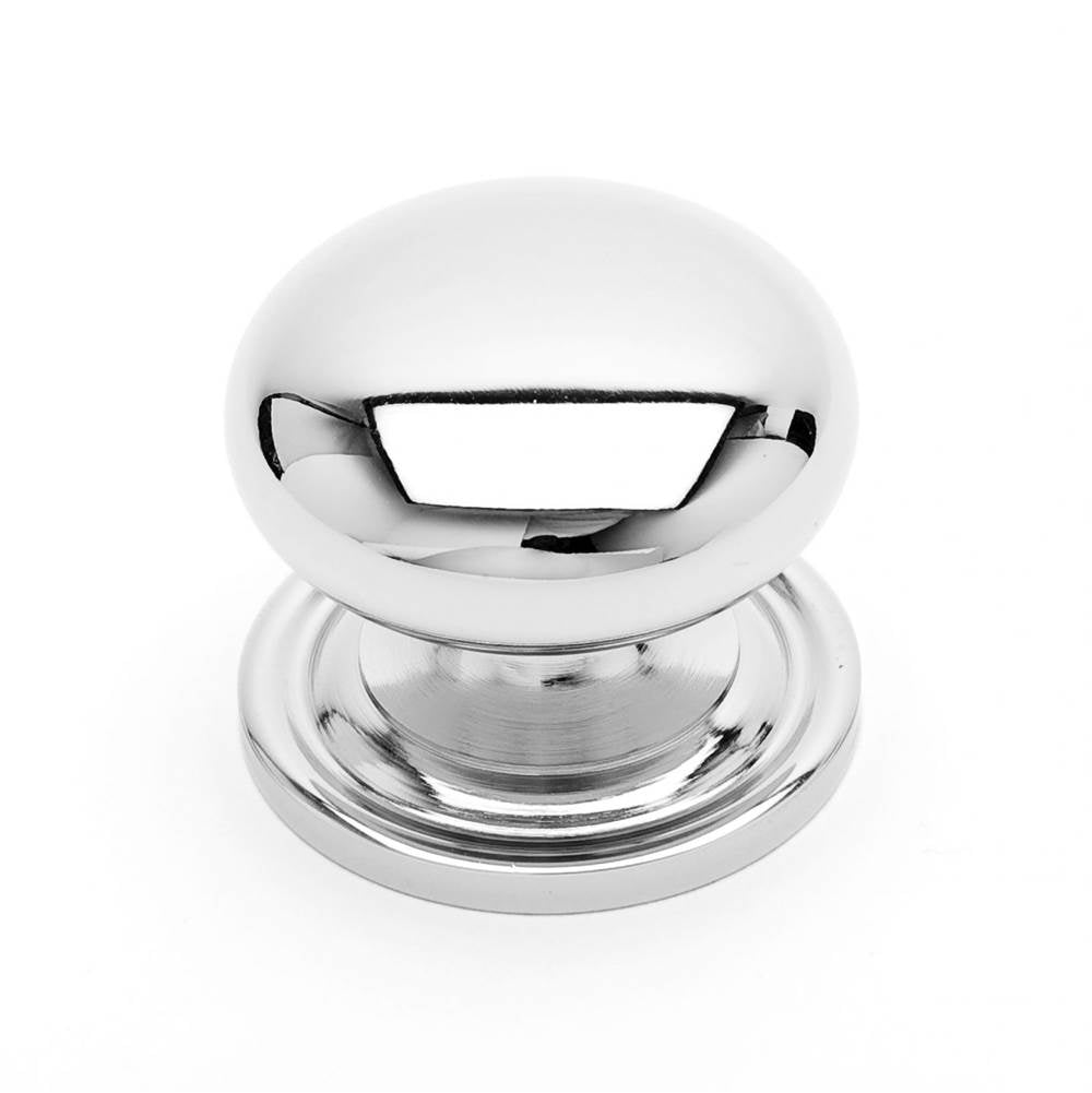 RK International - Large Solid Plain Knob with Backplate - Polished Nickel
