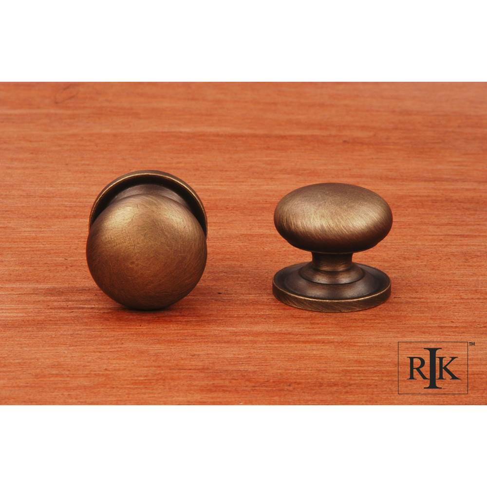 RK International - Small Solid Plain Knob with Backplate - Antique English