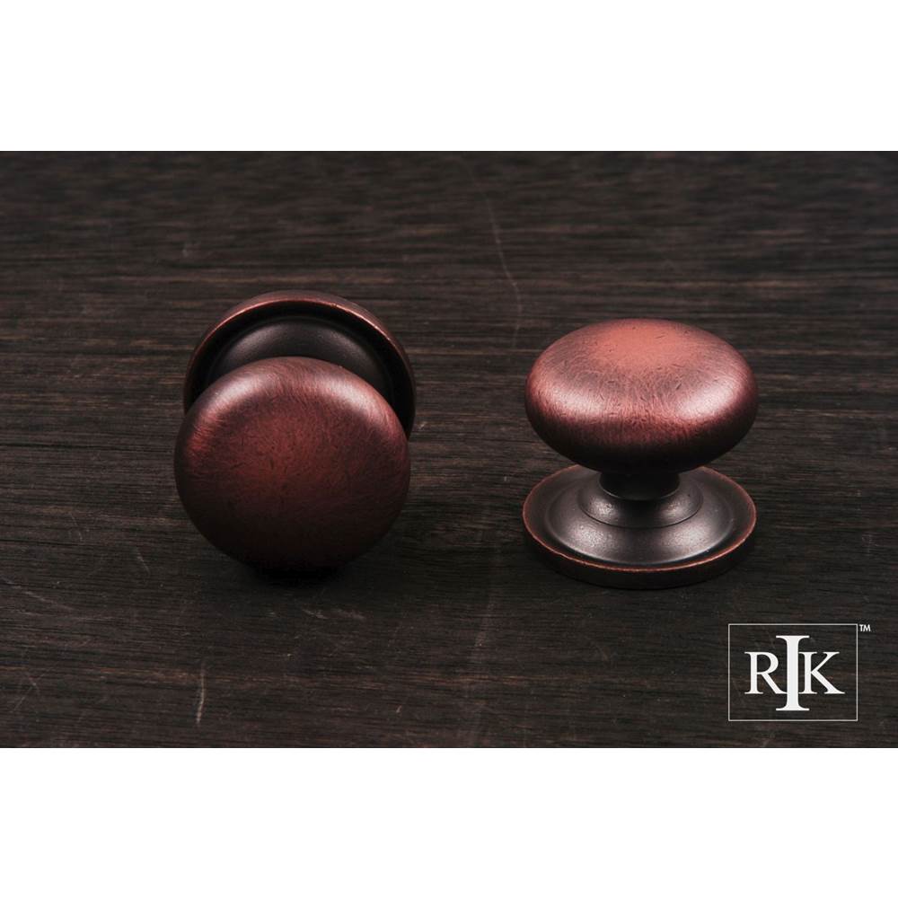 RK International - Small Solid Plain Knob with Backplate - Distressed Copper