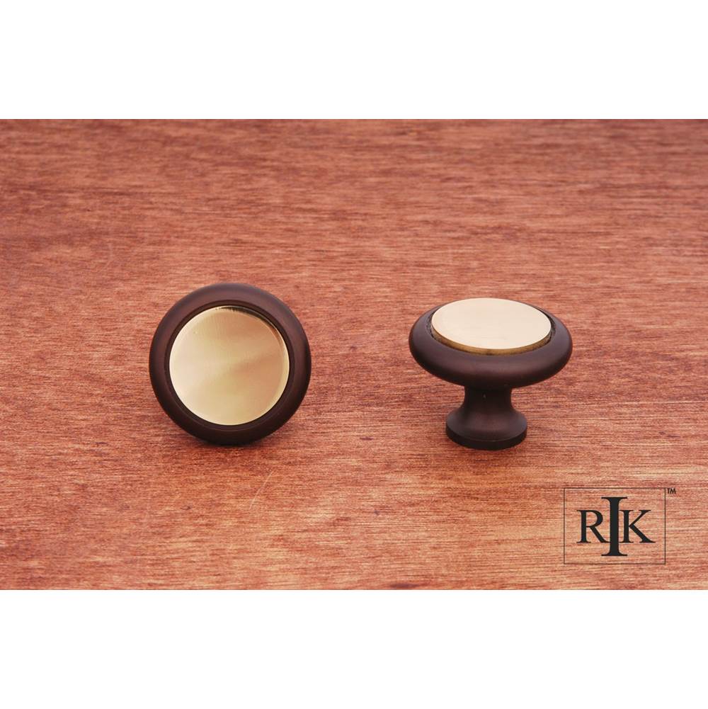 RK International - Plain Knob with Flat Brass Insert - Oil Rubbed,Brass
