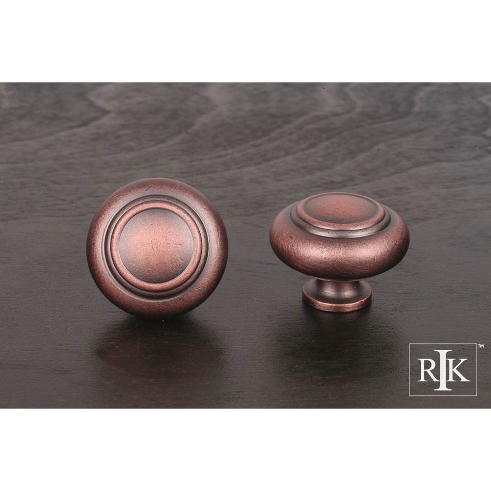 RK International - Large Double Ringed Knob - Distressed Copper