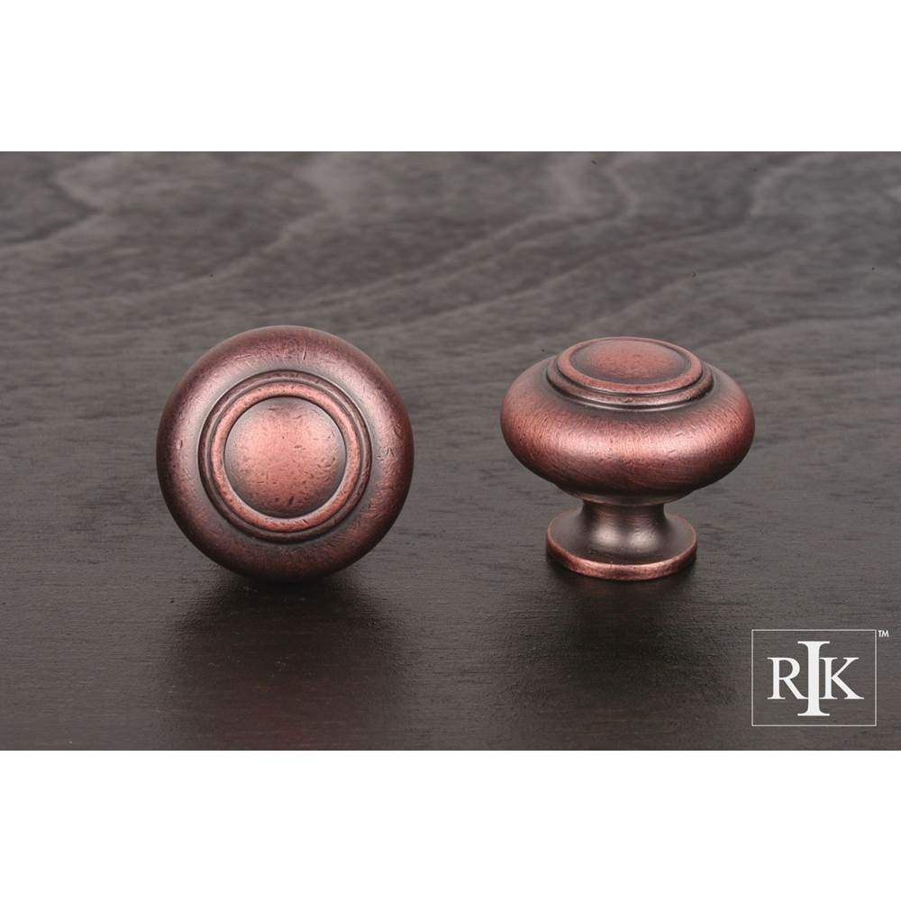 RK International - Small Double Ringed Knob - Distressed Copper
