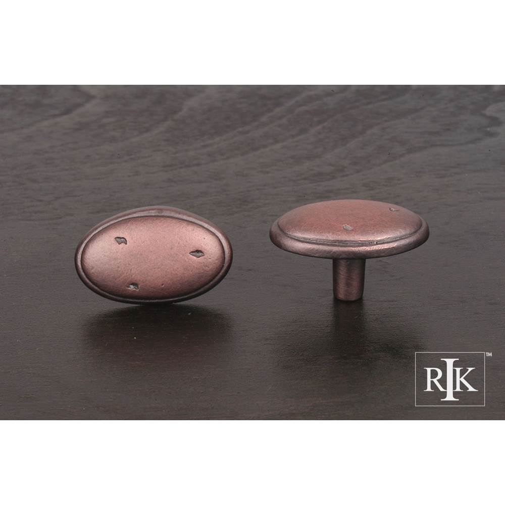 RK International - Distressed Oval Knob with Ring Edge - Distressed Copper