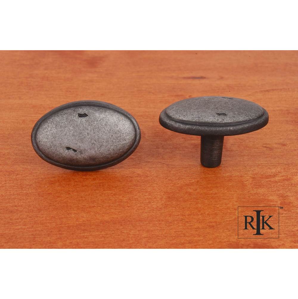 RK International - Distressed Oval Knob with Ring Edge - Distressed Nickel