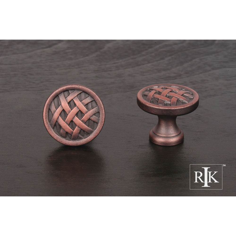 RK International - Small Cross-Hatched Knob - Distressed Copper