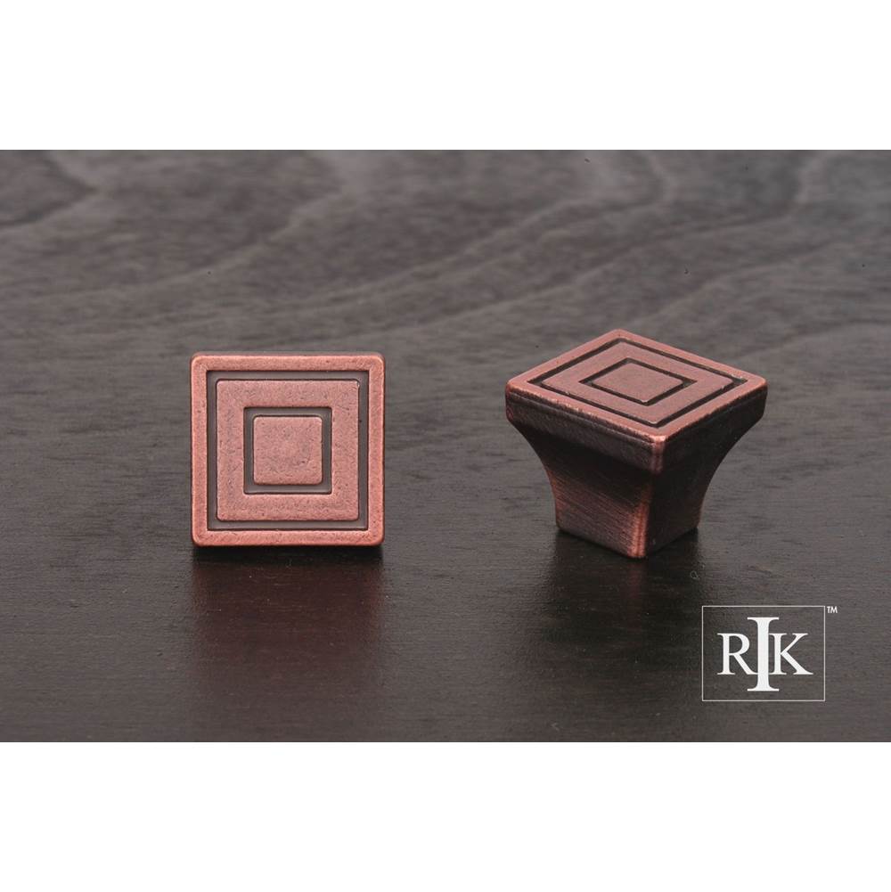 RK International - Small Contemporary Square Knob - Distressed Copper