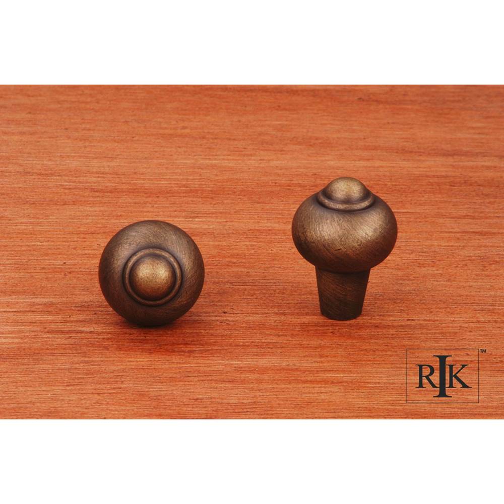 RK International - Solid Round Knob with Tip - Antique English