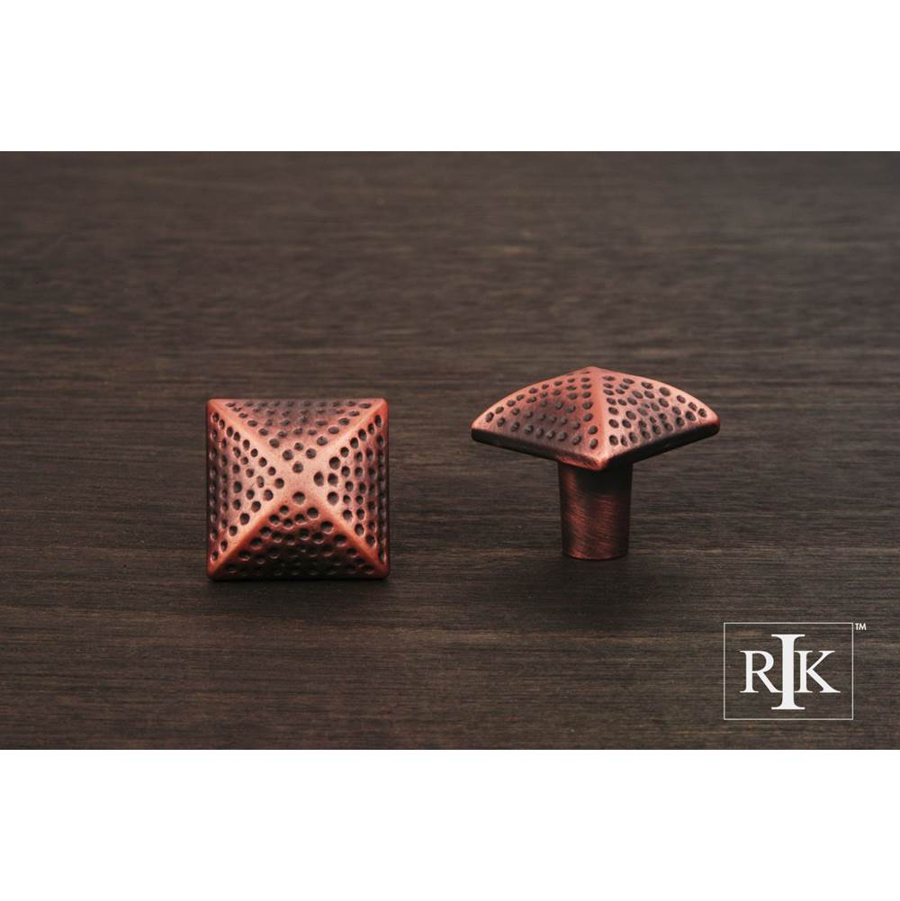 RK International - Square Knob with Divet Indents - Distressed Copper