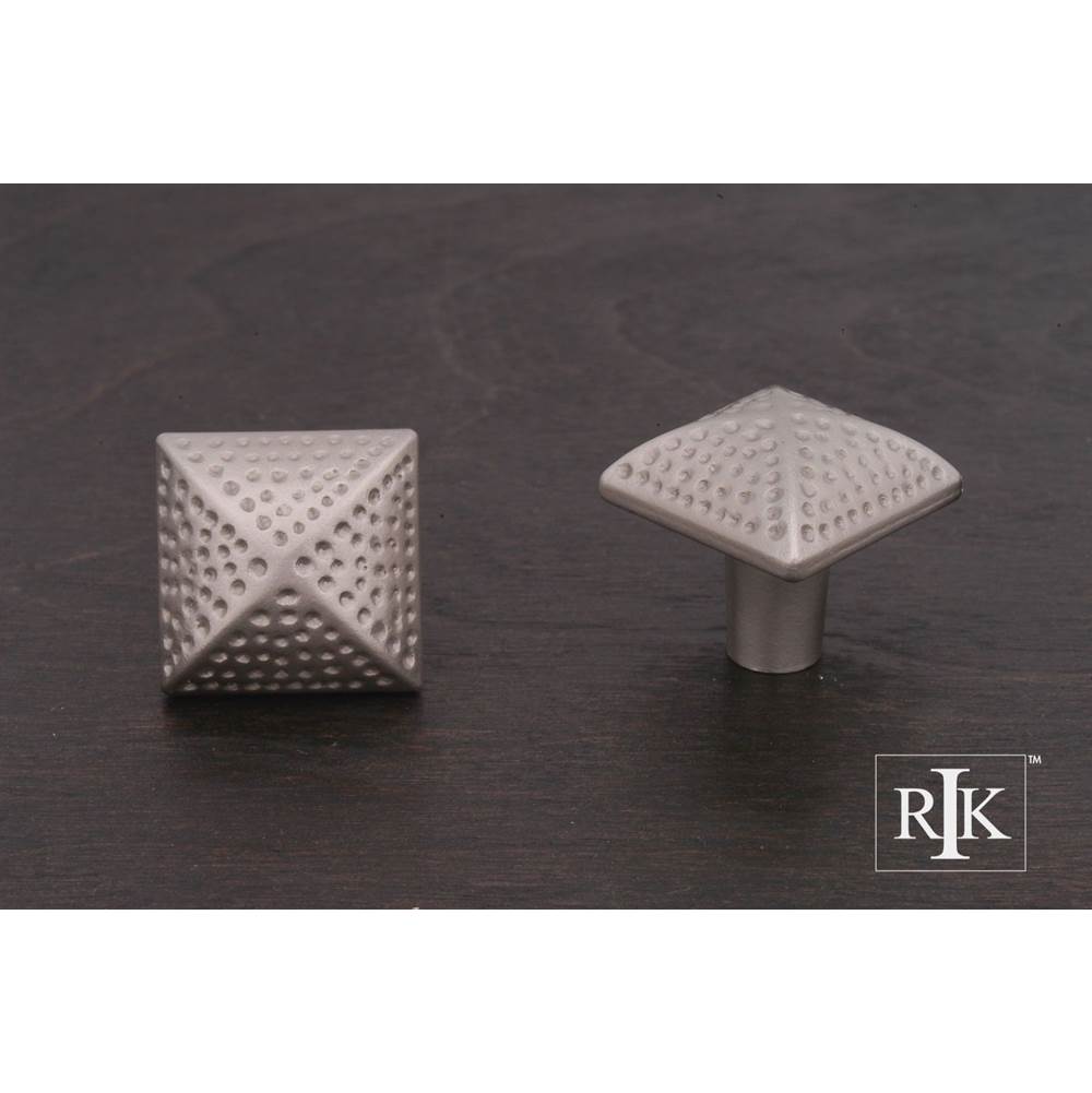 RK International - Square Knob with Divet Indents - Satin Nickel