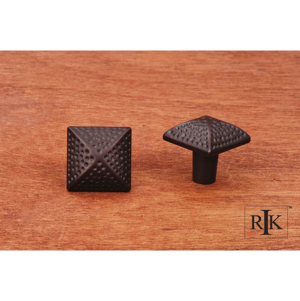 RK International - Square Knob with Divet Indents - Oil Rubbed Bronze