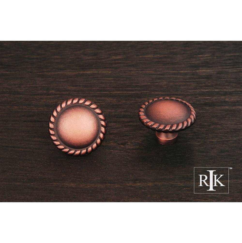 RK International - Plain Knob with Rope at Edge - Distressed Copper