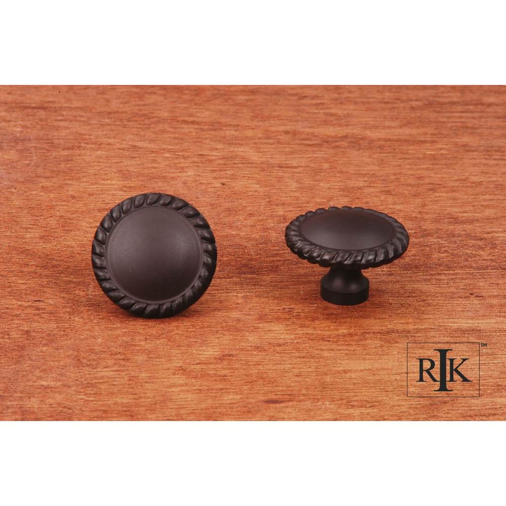 RK International - Plain Knob with Rope at Edge - Oil Rubbed Bronze
