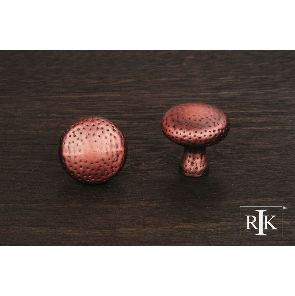 RK International - Solid Round Knob with Divet Indents - Distressed Copper