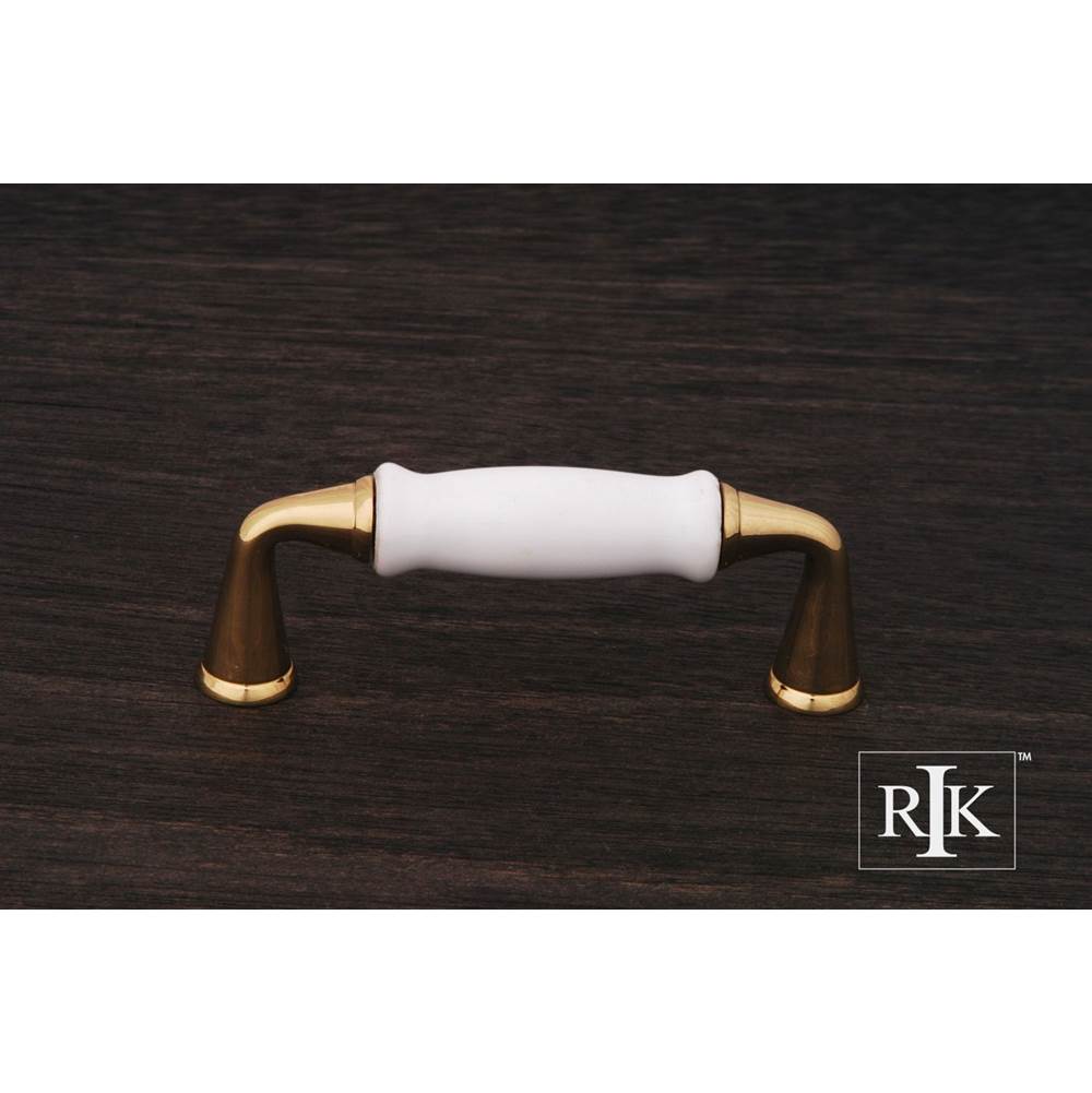 RK International - Porcelain Middle Pull - Polished Brass,White
