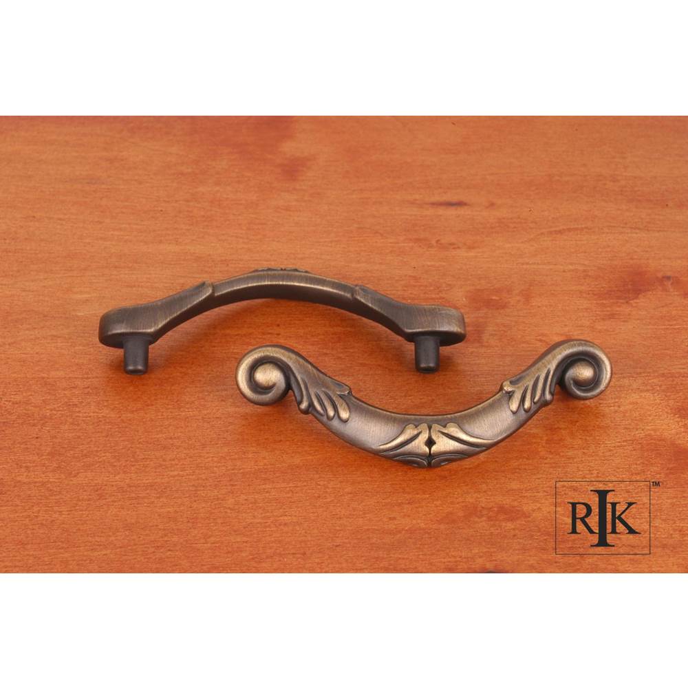 RK International - 3'' c/c Ornate Curved Drop Pull - Antique English