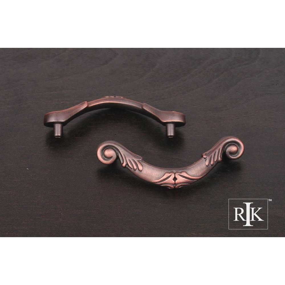RK International - 3'' c/c Ornate Curved Drop Pull - Distressed Copper