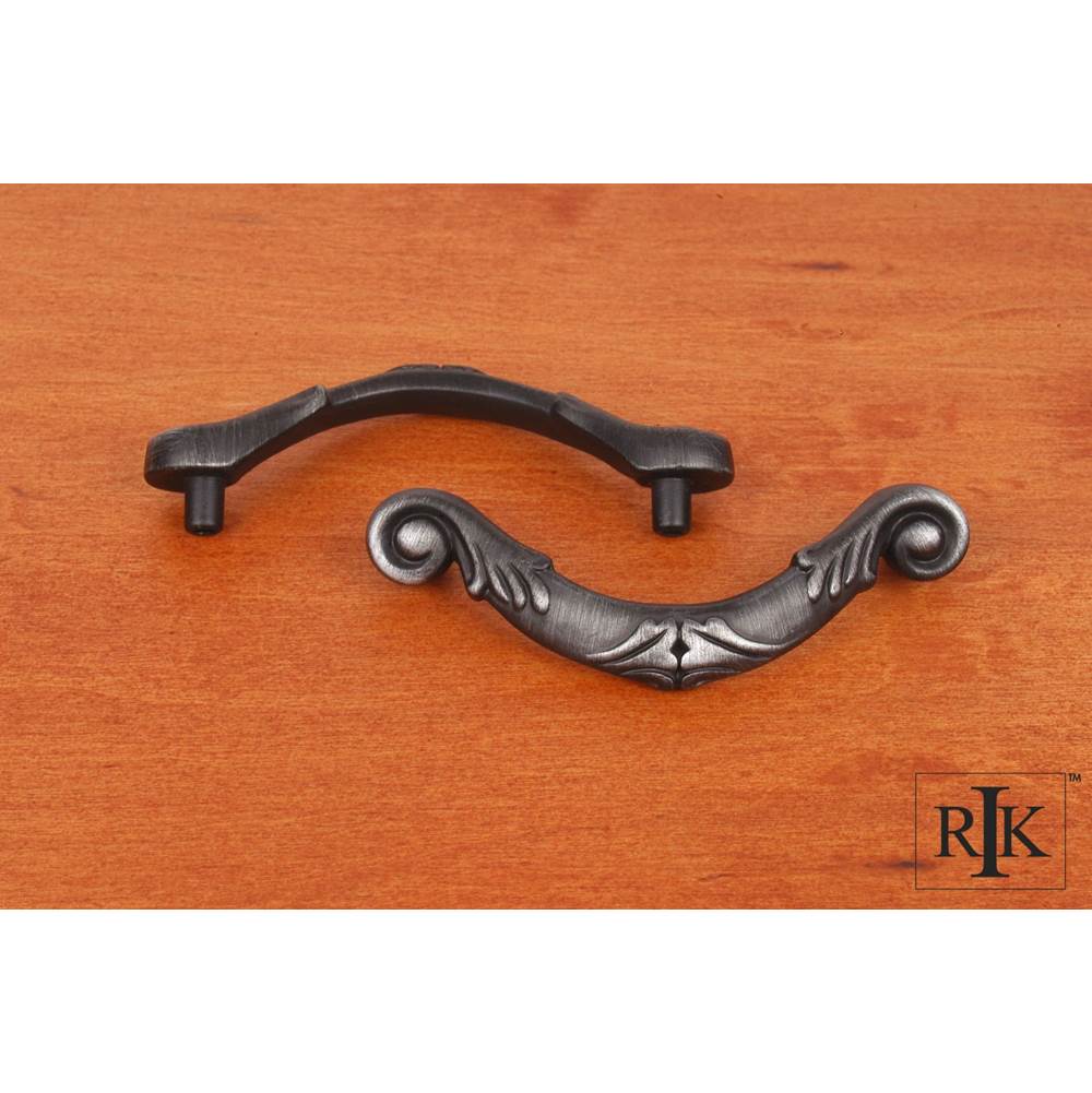 RK International - 3'' c/c Ornate Curved Drop Pull - Distressed Nickel