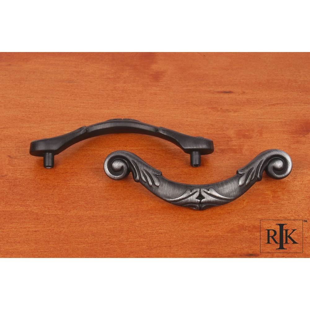 RK International - 3 1/2'' c/c Ornate Curved Drop Pull - Distressed Nickel