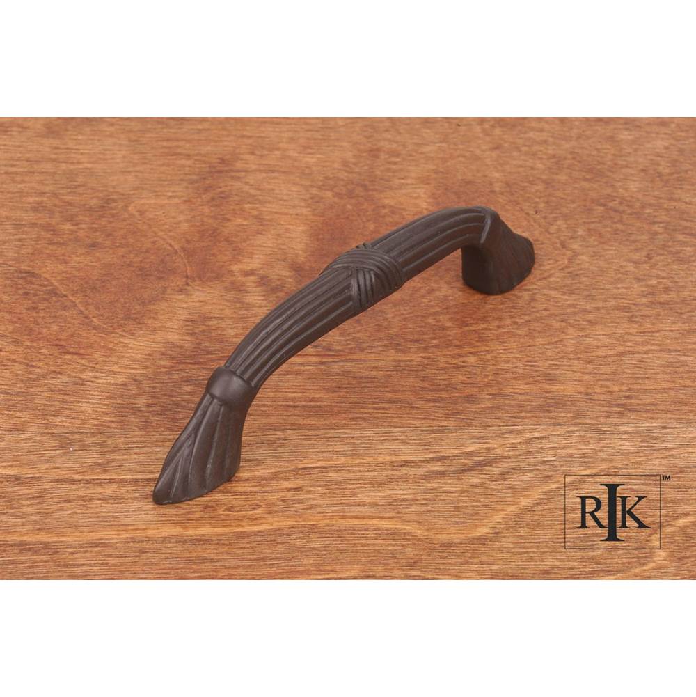 RK International - 3'' c/c Ornate Bow Pull with Lines and Crosses - Oil Rubbed Bronze