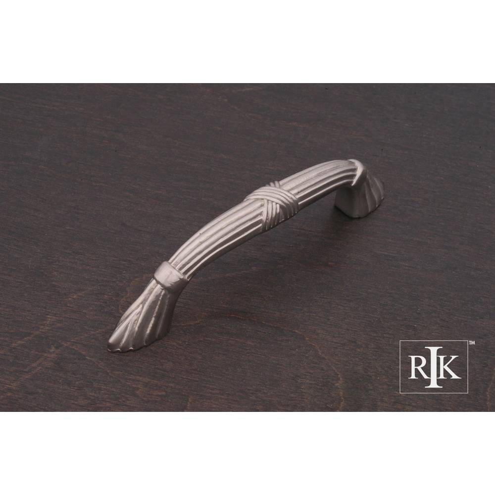 RK International - 3 1/2'' c/c Ornate Bow Pull with Lines and Crosses - Satin Nickel