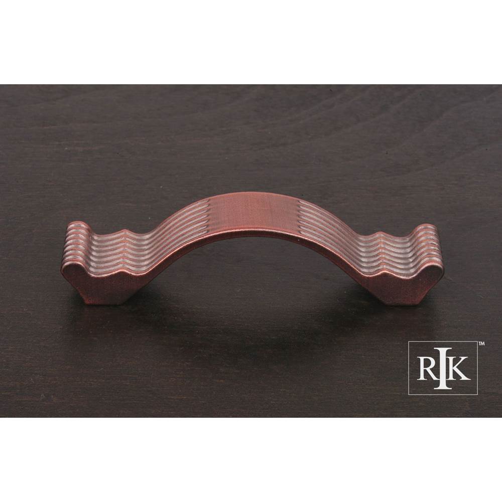 RK International - 3 1/2'' c/c Wavy Contoured Pull with Lines - Distressed Copper