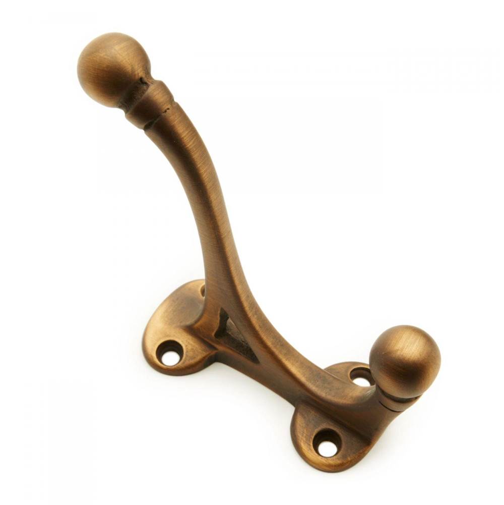 RK International - Double Base Coat and Hat Hook - Antique English