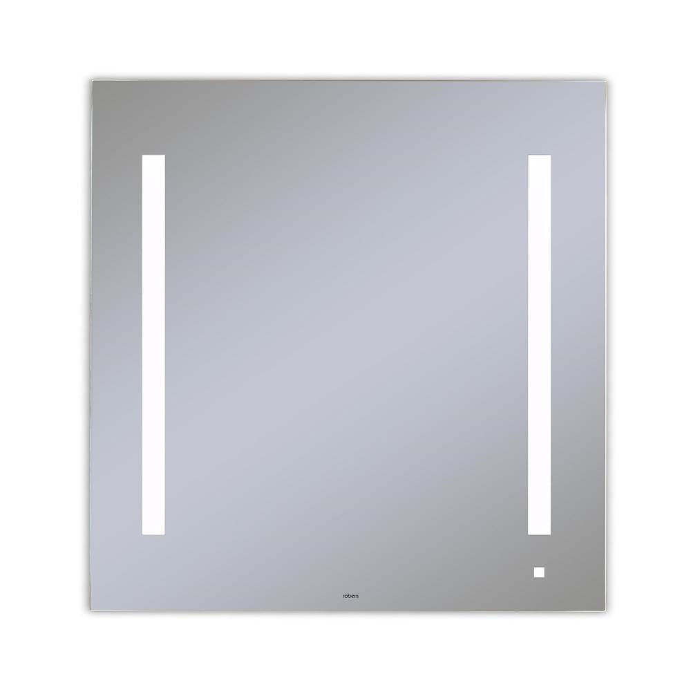 Robern - AiO Lighted Mirror, 30'' x 30'' x 1-1/2'', LUM Lighting, 4000K Temperature (Cool Light), Dimmable, OM Audio, USB Charging Ports